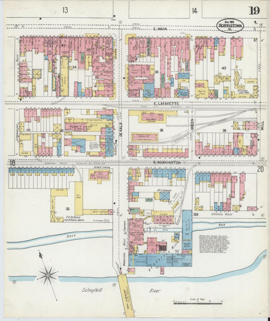 Sanborn Fire Insurance Map from Norristown, Montgomery County, Pennsylvania (1902), Sheet #0019 - Historic Sanborn Fire Insurance Map Print, vintage old map wall art, antique decor, genealogy gift, Pennsylvania Pennsylvania map