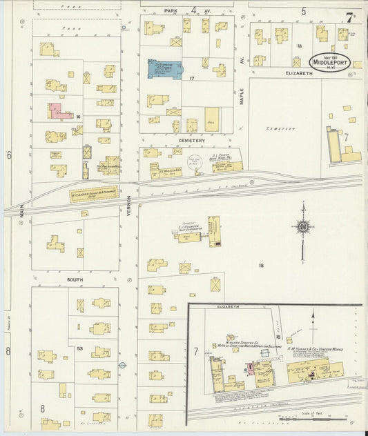 Sanborn Fire Insurance Map from Middleport, Niagara County, New York (1911), Sheet #0007 - Historic Sanborn Fire Insurance Map Print, vintage old map wall art, antique decor, genealogy gift, New York New York map