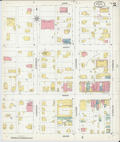 Sanborn Fire Insurance Map from Polo, Ogle County, Illinois (1899), Sheet #0002 - Complete Map Set gallery image, historic Sanborn map, vintage wall art, Illinois Illinois