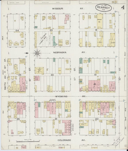 Sanborn Fire Insurance Map from Kearney, Buffalo County, Nebraska (1887), Sheet #0004 - Complete Map Set gallery image, historic Sanborn map, vintage wall art, Nebraska Nebraska