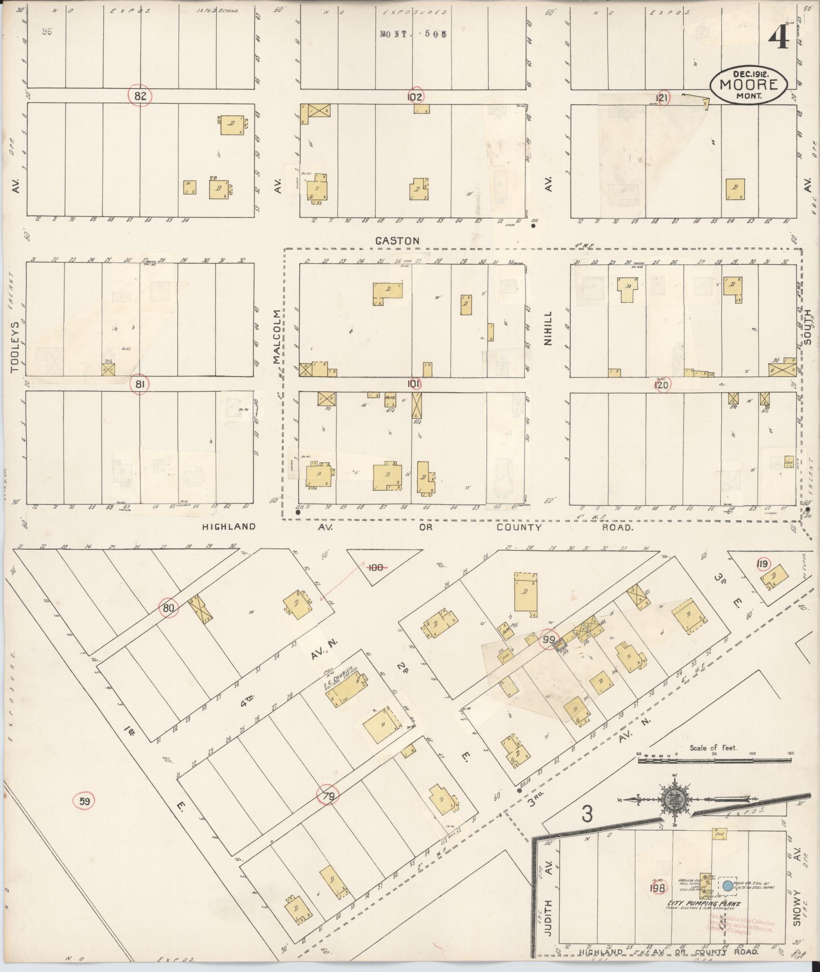 Sanborn Fire Insurance Map from Moore, Fergus County, Montana (1929), Sheet #0004 - Complete Map Set gallery image, historic Sanborn map, vintage wall art, Montana Montana