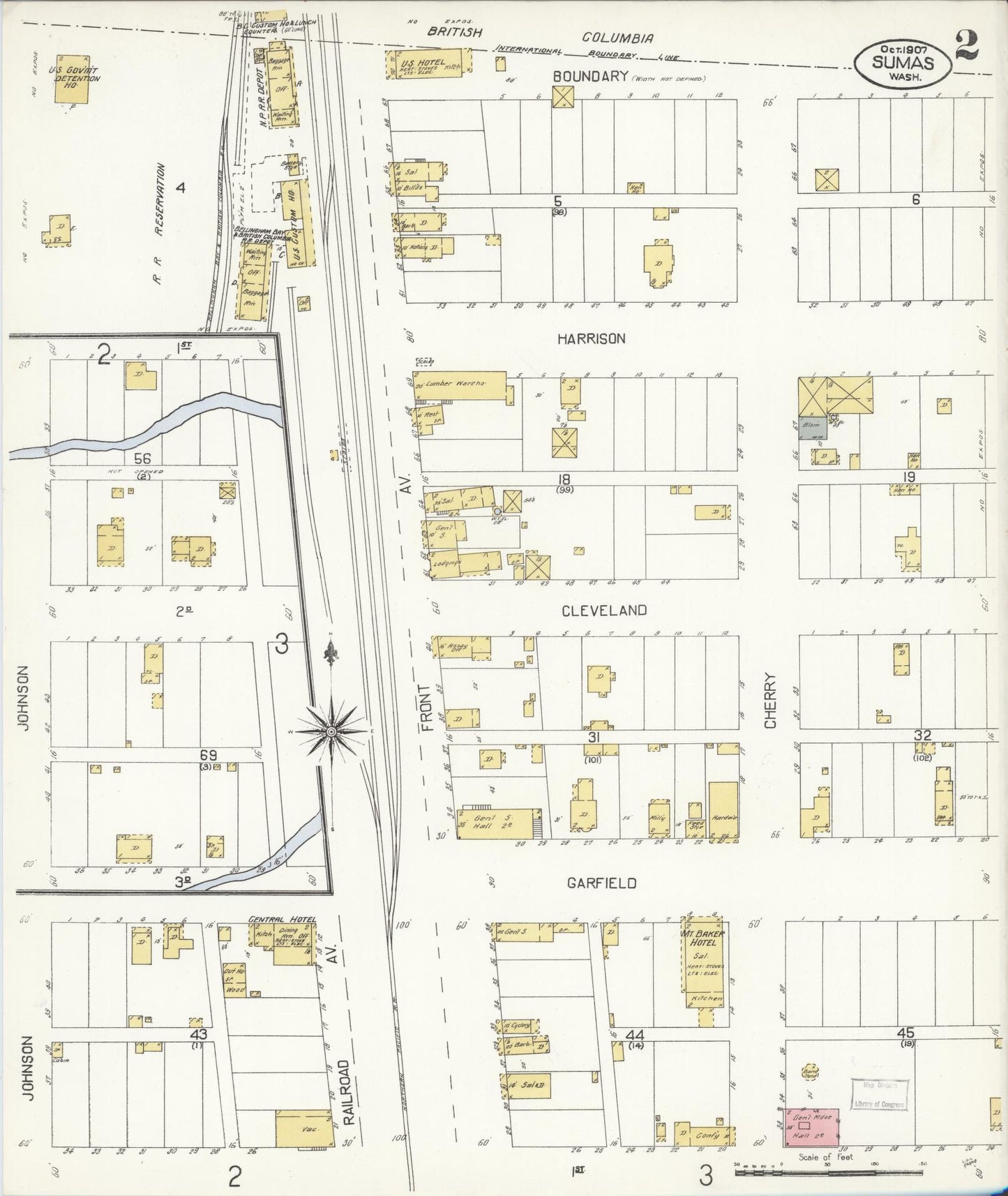 Sanborn Fire Insurance Map from Sumas, Whatcom County, Washington (1907), Sheet #0002 - Complete Map Set gallery image, historic Sanborn map, vintage wall art, Washington Washington