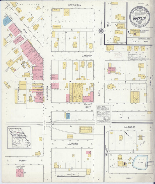 Sanborn Fire Insurance Map from Bucklin, Linn County, Missouri (1915), Sheet #0001 - Historic Sanborn Fire Insurance Map Print, vintage old map wall art, antique decor, genealogy gift, Missouri Missouri map