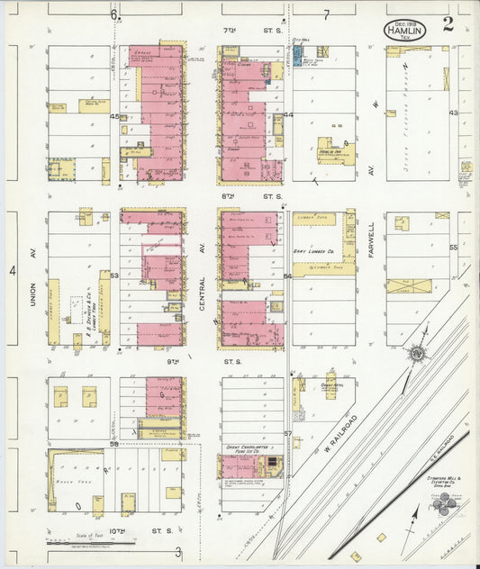 Sanborn Fire Insurance Map from Hamlin, Jones County, Texas (1919), Sheet #0002 - Historic Sanborn Fire Insurance Map Print, vintage old map wall art, antique decor, genealogy gift, Texas Texas map