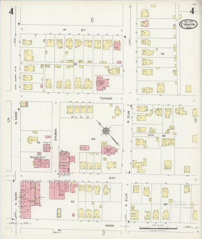 Sanborn Fire Insurance Map from Erwin, Unicoi County, Tennessee (1925), Sheet #0004 - Complete Map Set gallery image, historic Sanborn map, vintage wall art, Tennessee Tennessee