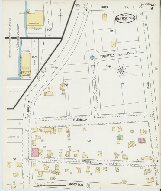 Sanborn Fire Insurance Map from New Rochelle, Westchester County, New York (1892), Sheet #0007 - Historic Sanborn Fire Insurance Map Print, vintage old map wall art, antique decor, genealogy gift, New York New York map