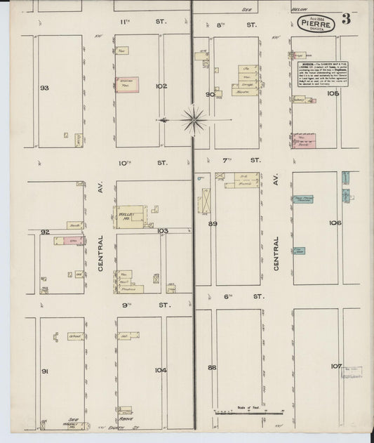 Sanborn Fire Insurance Map from Pierre, Hughes County, South Dakota (1884), Sheet #0003 - Historic Sanborn Fire Insurance Map Print, vintage old map wall art, antique decor, genealogy gift, South Dakota South Dakota map
