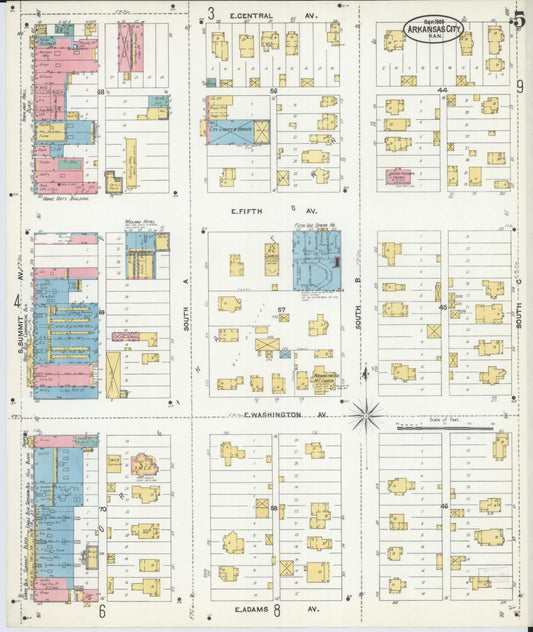 Sanborn Fire Insurance Map from Arkansas City, Cowley County, Kansas (1905), Sheet #0005 - Historic Sanborn Fire Insurance Map Print, vintage old map wall art, antique decor, genealogy gift, Kansas Kansas map