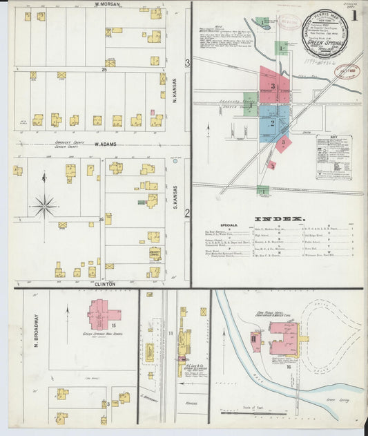 Sanborn Fire Insurance Map from Green Springs, Sandusky And Seneca Counties, Ohio (1899), Sheet #0001 - Historic Sanborn Fire Insurance Map Print, vintage old map wall art, antique decor, genealogy gift, Ohio Ohio map