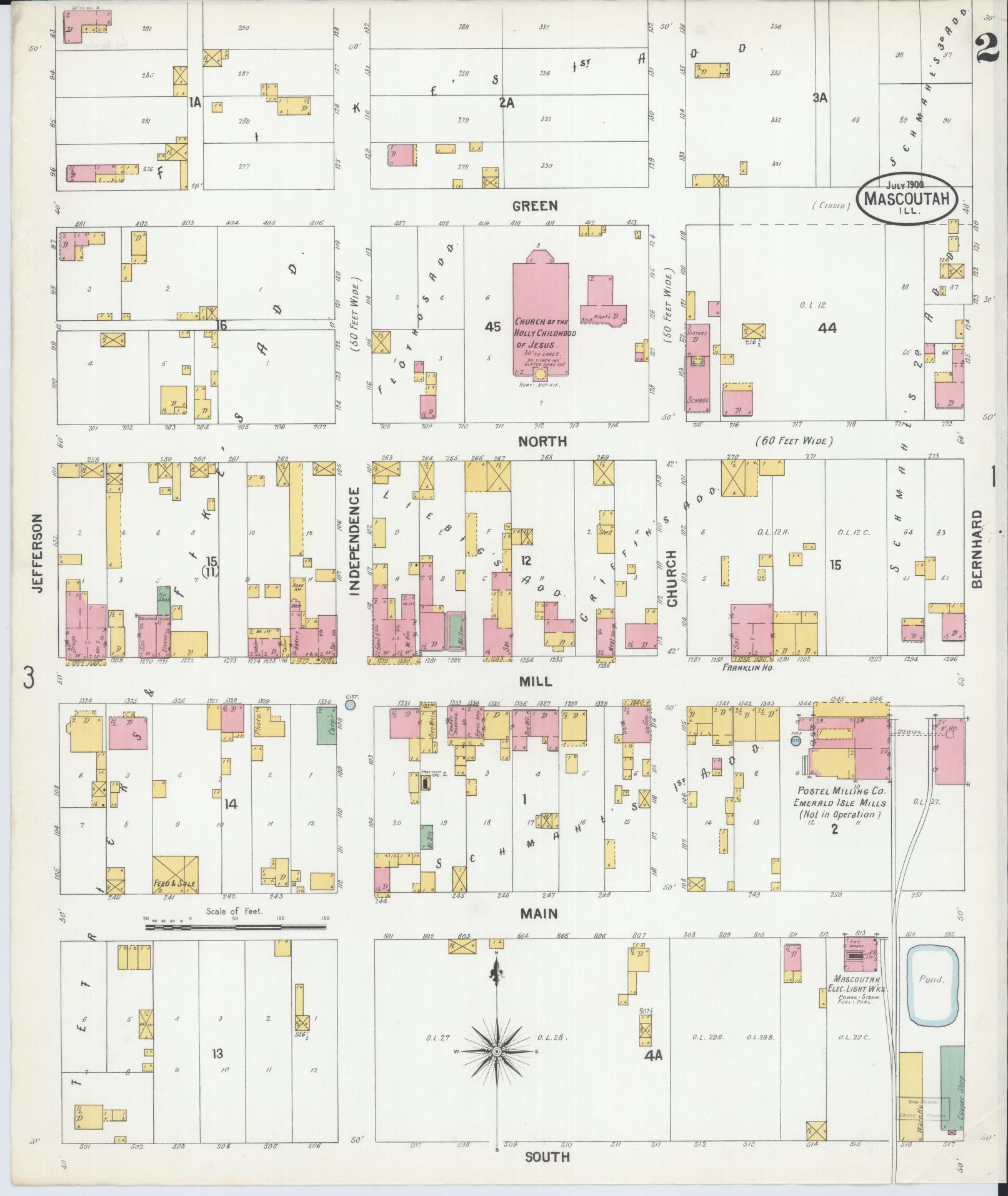 Sanborn Fire Insurance Map from Mascoutah, Saint Clair County, Illinois (1900), Sheet #0002 - Historic Sanborn Fire Insurance Map Print, vintage old map wall art, antique decor, genealogy gift, Illinois Illinois map
