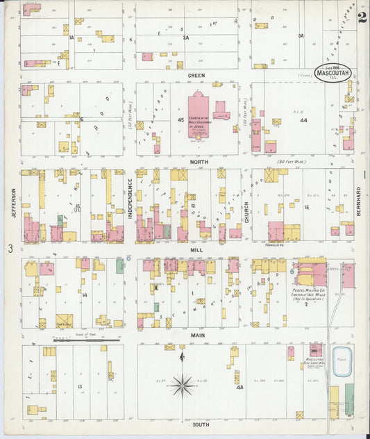 Sanborn Fire Insurance Map from Mascoutah, Saint Clair County, Illinois (1900), Sheet #0002 - Historic Sanborn Fire Insurance Map Print, vintage old map wall art, antique decor, genealogy gift, Illinois Illinois map