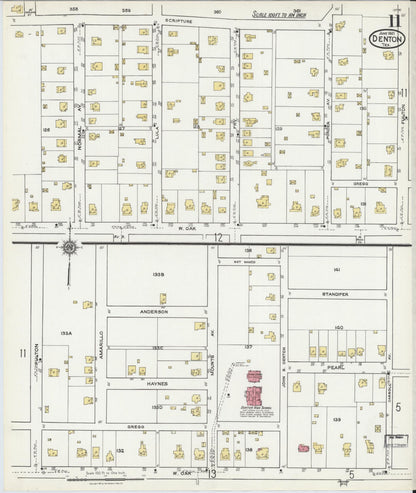 Sanborn Fire Insurance Map from Denton, Denton County, Texas (1921), Sheet #0011 - Complete Map Set gallery image, historic Sanborn map, vintage wall art, Texas Texas