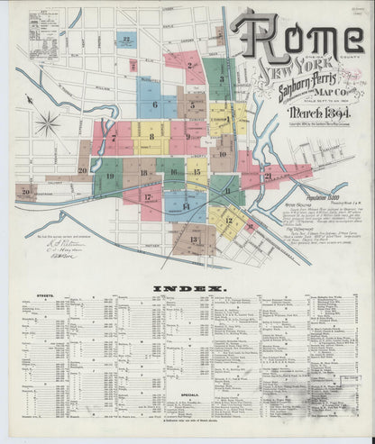 Sanborn Fire Insurance Map from Rome, Oneida County, New York (1894), Sheet #0001 - Historic Sanborn Fire Insurance Map Print, vintage old map wall art, antique decor, genealogy gift, New York New York map