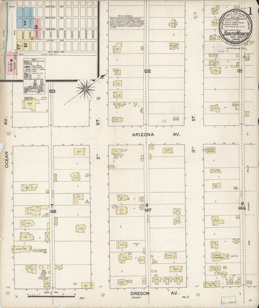 Sanborn Fire Insurance Map from Santa Monica, Los Angeles County, California (1888), Sheet #0001 - Complete Map Set gallery image, historic Sanborn map, vintage wall art, California California