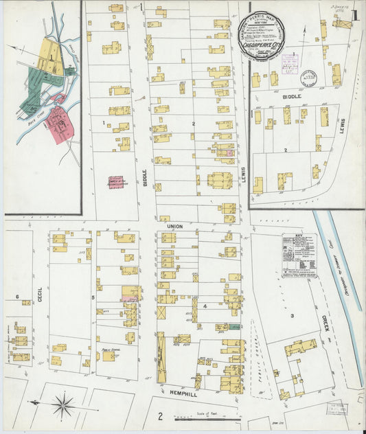 Sanborn Fire Insurance Map from Chesapeake City, Cecil County, Maryland (1901), Sheet #0001 - Complete Map Set gallery image, historic Sanborn map, vintage wall art, Maryland Maryland