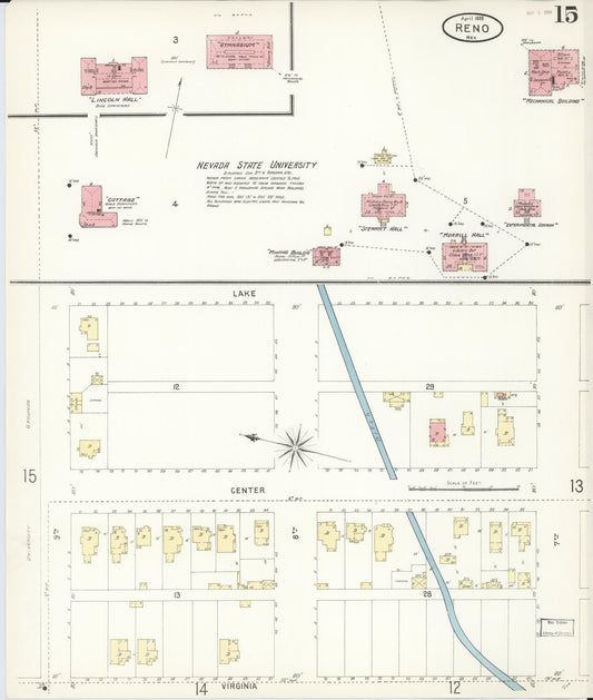 Sanborn Fire Insurance Map from Reno, Washoe County, Nevada (1899), Sheet #0015 - Historic Sanborn Fire Insurance Map Print, vintage old map wall art, antique decor, genealogy gift, Nevada Nevada map