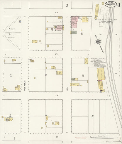 Sanborn Fire Insurance Map from Templeton, San Luis Obispo County, California (1910), Sheet #0003 - Complete Map Set gallery image, historic Sanborn map, vintage wall art, California California