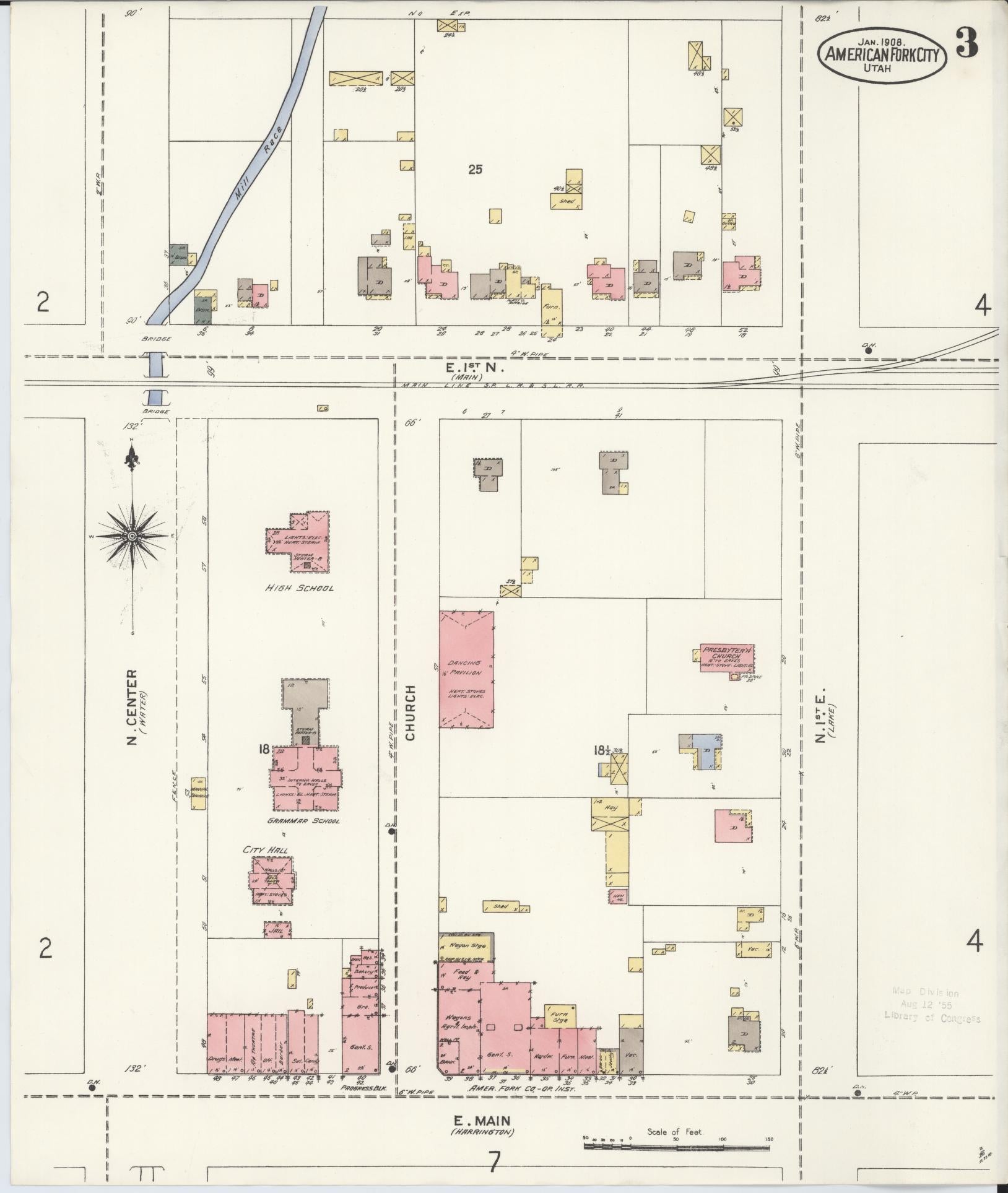 Sanborn Fire Insurance Map from American Fork, Utah County, Utah (1908), Sheet #0003 - Complete Map Set gallery image, historic Sanborn map, vintage wall art, American Fork Utah