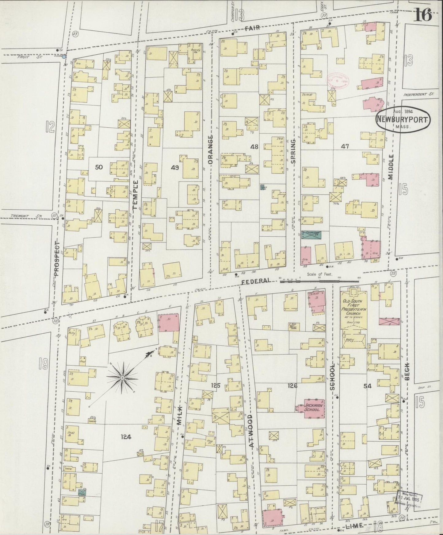 Sanborn Fire Insurance Map from Newburyport, Essex County, Massachusetts (1894), Sheet #0016 - Complete Map Set gallery image, historic Sanborn map, vintage wall art, Massachusetts Massachusetts