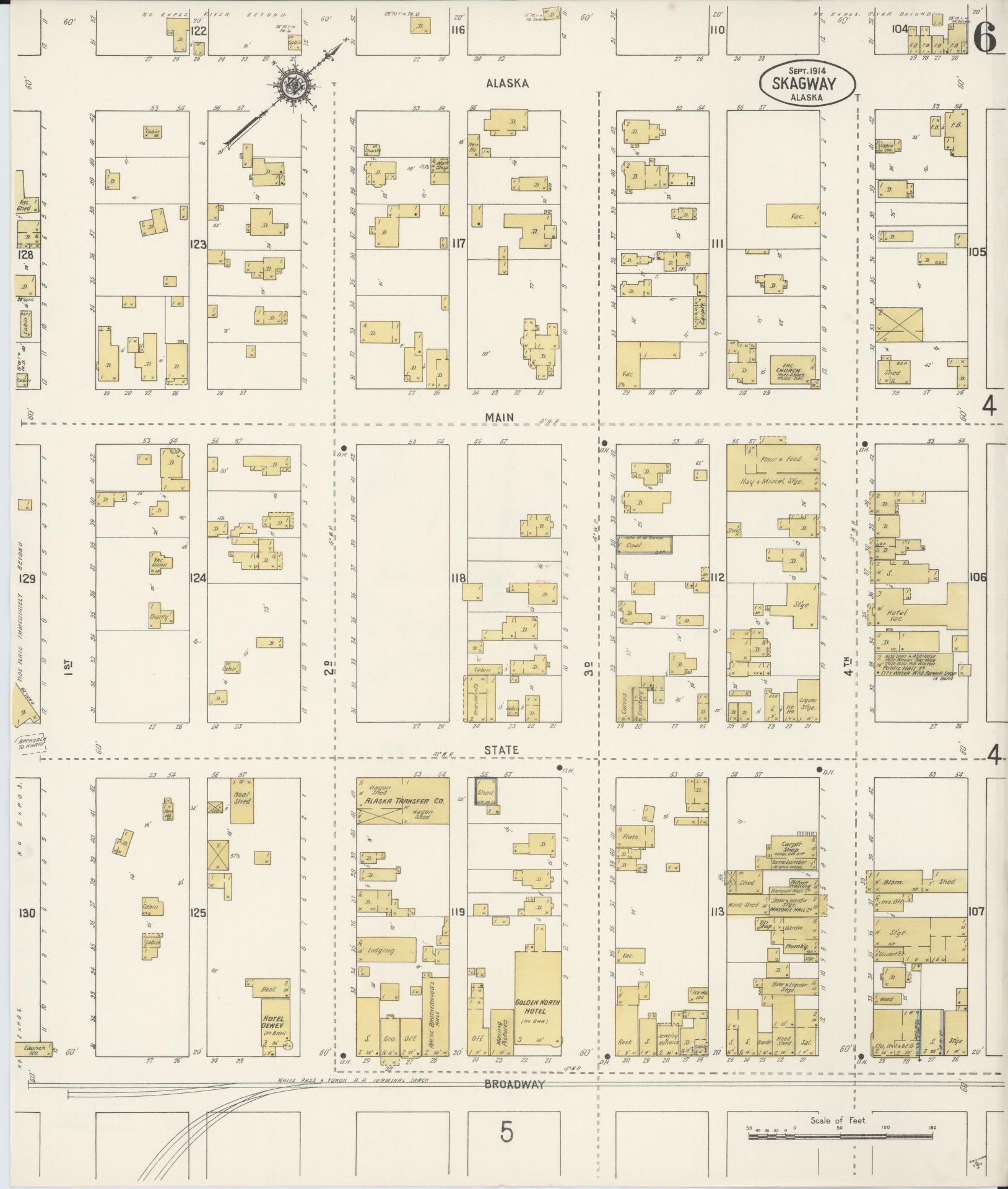 Sanborn Fire Insurance Map from Skagway, Skagway-yakutat Census Division, Alaska (1914), Sheet #0006 - Complete Map Set gallery image, historic Sanborn map, vintage wall art, Alaska Alaska