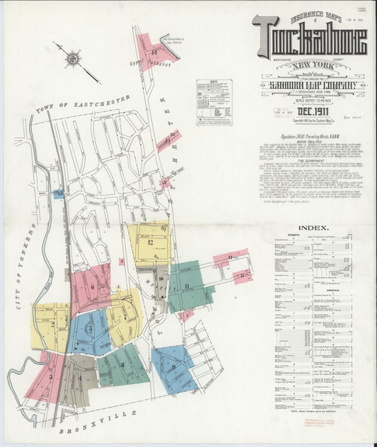 Sanborn Fire Insurance Map from Tuckahoe, Westchester County, New York (1911), Sheet #0001 - Complete Map Set gallery image, historic Sanborn map, vintage wall art, New York New York