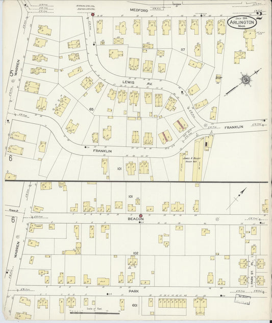 Sanborn Fire Insurance Map from Arlington, Middlesex County, Massachusetts (1914), Sheet #0002 - Historic Sanborn Fire Insurance Map Print, vintage old map wall art, antique decor, genealogy gift, Massachusetts Massachusetts map