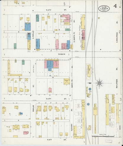 Sanborn Fire Insurance Map from Lamar, Prowers County, Colorado (1906), Sheet #0004 - Complete Map Set gallery image, historic Sanborn map, vintage wall art, Colorado Colorado