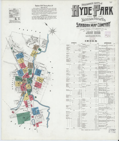 Sanborn Fire Insurance Map from Hyde Park, Norfolk County, Massachusetts (1905), Sheet #0001 - Complete Map Set gallery image, historic Sanborn map, vintage wall art, Massachusetts Massachusetts