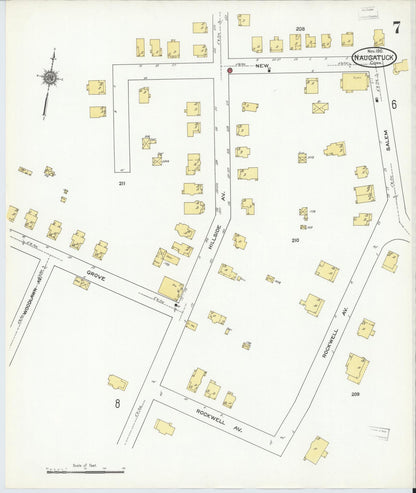Sanborn Fire Insurance Map from Naugatuck, New Haven County, Connecticut (1910), Sheet #0007 - Complete Map Set gallery image, historic Sanborn map, vintage wall art, Connecticut Connecticut