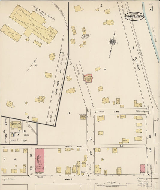 Sanborn Fire Insurance Map from Conneaut Lake Borough, Crawford County, Pennsylvania (1922), Sheet #0004 - Historic Sanborn Fire Insurance Map Print, vintage old map wall art, antique decor, genealogy gift, Pennsylvania Pennsylvania map