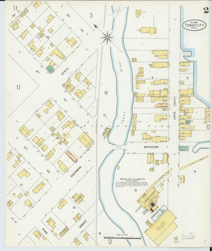 Sanborn Fire Insurance Map from East Tawas, Iosco County, Michigan (1898), Sheet #0002 - Historic Sanborn Fire Insurance Map Print, vintage old map wall art, antique decor, genealogy gift, Michigan Michigan map