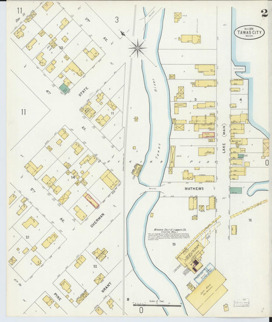 Sanborn Fire Insurance Map from East Tawas, Iosco County, Michigan (1898), Sheet #0002 - Historic Sanborn Fire Insurance Map Print, vintage old map wall art, antique decor, genealogy gift, Michigan Michigan map