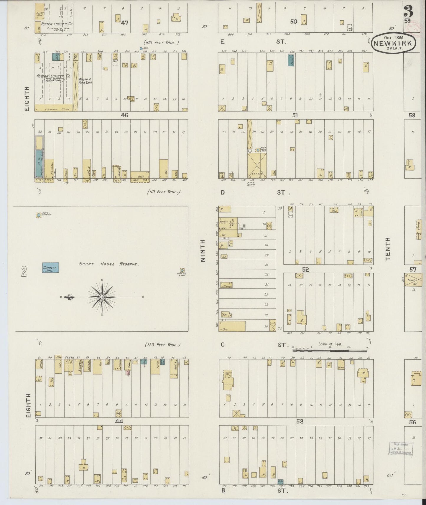 Sanborn Fire Insurance Map from Newkirk, Kay County, Oklahoma (1894), Sheet #0003 - Historic Sanborn Fire Insurance Map Print, vintage old map wall art, antique decor, genealogy gift, Oklahoma Oklahoma map