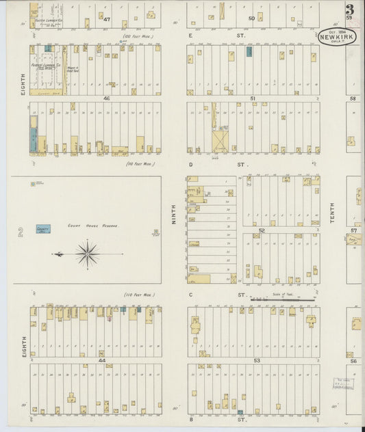 Sanborn Fire Insurance Map from Newkirk, Kay County, Oklahoma (1894), Sheet #0003 - Historic Sanborn Fire Insurance Map Print, vintage old map wall art, antique decor, genealogy gift, Oklahoma Oklahoma map