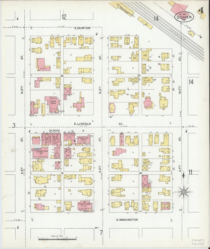 Sanborn Fire Insurance Map from Goshen, Elkhart County, Indiana (1901), Sheet #0004 - Complete Map Set gallery image, historic Sanborn map, vintage wall art, Indiana Indiana