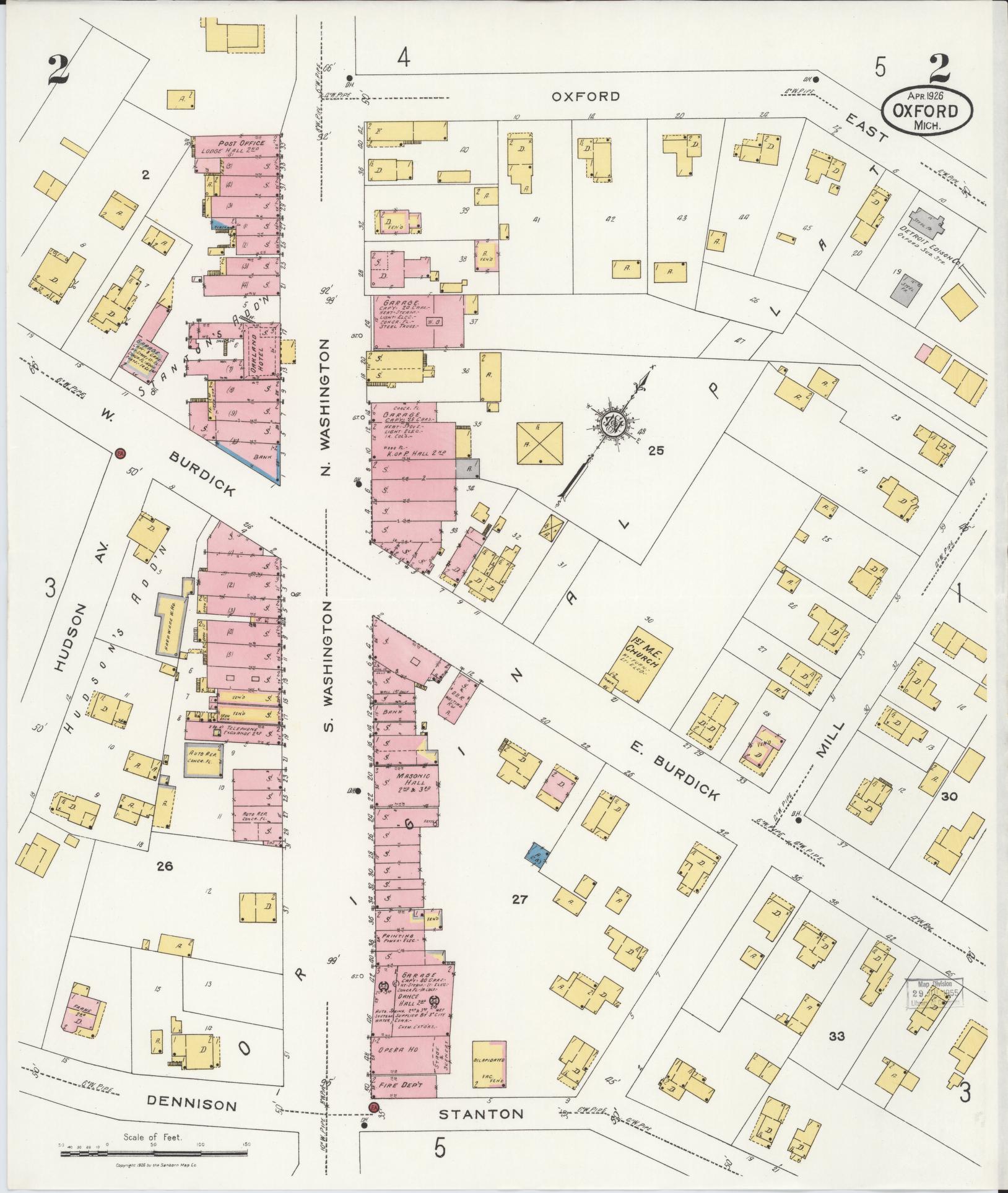 Sanborn Fire Insurance Map from Oxford, Oakland County, Michigan (1926), Sheet #0002 - Complete Map Set gallery image, historic Sanborn map, vintage wall art, Michigan Michigan