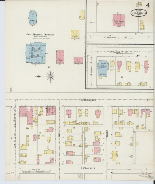 Sanborn Fire Insurance Map from Delaware, Delaware County, Ohio (1895), Sheet #0004 - Historic Sanborn Fire Insurance Map Print, vintage old map wall art, antique decor, genealogy gift, Ohio Ohio map