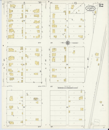 Sanborn Fire Insurance Map from Perry, Noble County, Oklahoma (1913), Sheet #0012 - Complete Map Set gallery image, historic Sanborn map, vintage wall art, Oklahoma Oklahoma