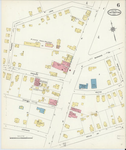 Sanborn Fire Insurance Map from East Hartford, Hartford County, Connecticut (1913), Sheet #0006 - Complete Map Set gallery image, historic Sanborn map, vintage wall art, Connecticut Connecticut