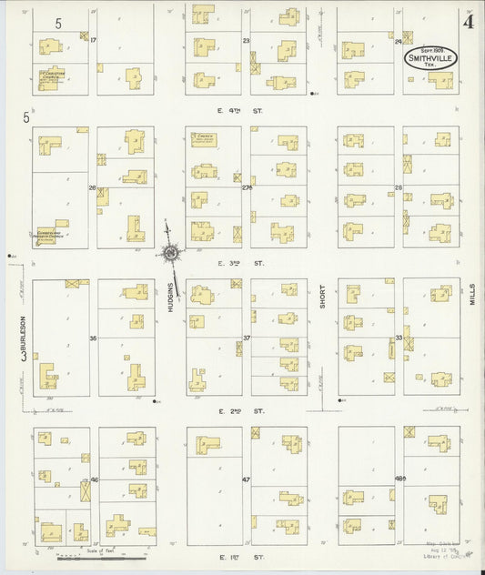 Sanborn Fire Insurance Map from Smithville, Bastrop County, Texas (1909), Sheet #0004 - Historic Sanborn Fire Insurance Map Print, vintage old map wall art, antique decor, genealogy gift, Texas Texas map
