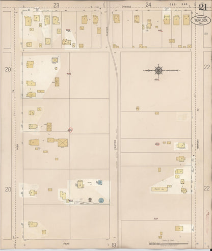 Sanborn Fire Insurance Map from Turlock, Stanislaus County, California (1943), Sheet #0021 - Complete Map Set gallery image, historic Sanborn map, vintage wall art, California California