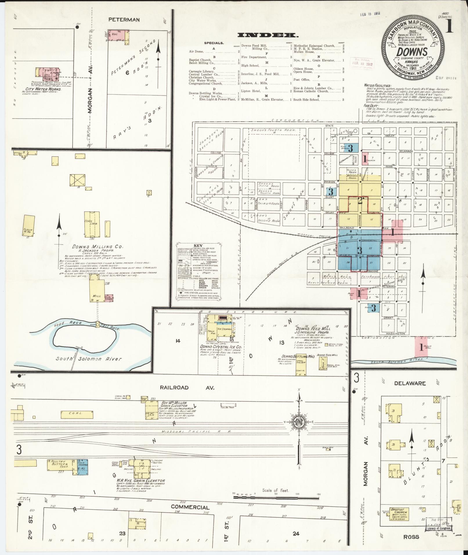 Sanborn Fire Insurance Map from Downs, Osborne County, Kansas (1911), Sheet #0001 - Historic Sanborn Fire Insurance Map Print, vintage old map wall art, antique decor, genealogy gift, Kansas Kansas map