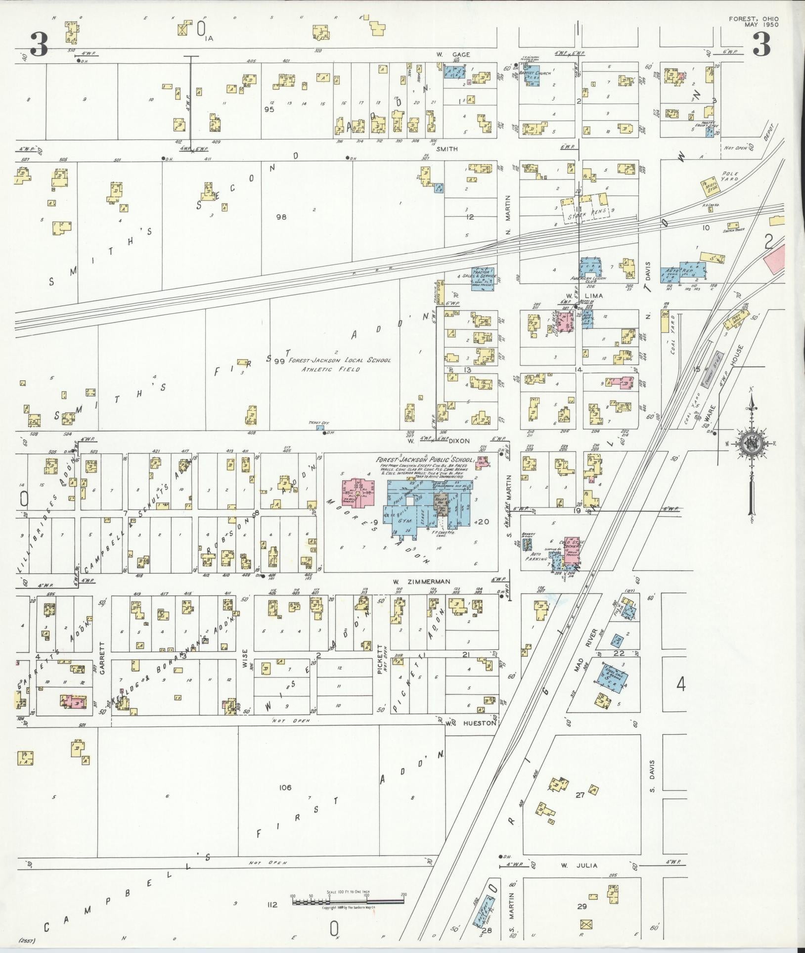 Sanborn Fire Insurance Map from Forest, Hardin County, Ohio (1950), Sheet #0003 - Complete Map Set gallery image, historic Sanborn map, vintage wall art, Ohio Ohio