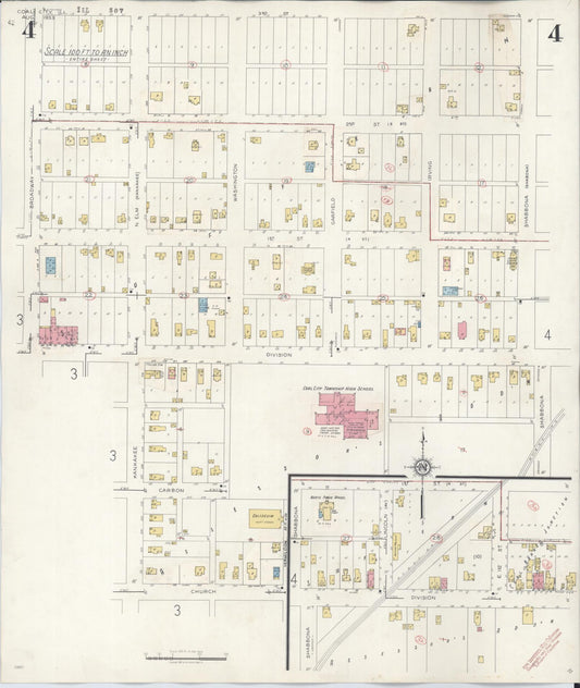 Sanborn Fire Insurance Map from Coal City, Grundy County, Illinois (1943), Sheet #0004 - Historic Sanborn Fire Insurance Map Print, vintage old map wall art, antique decor, genealogy gift, Illinois Illinois map