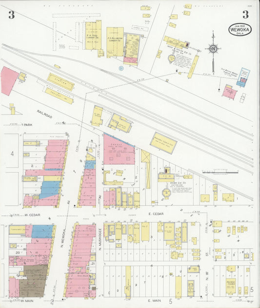Sanborn Fire Insurance Map from Wewoka, Seminole County, Oklahoma (1930), Sheet #0003 - Historic Sanborn Fire Insurance Map Print, vintage old map wall art, antique decor, genealogy gift, Oklahoma Oklahoma map