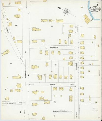 Sanborn Fire Insurance Map from East Hartford, Hartford County, Connecticut (1908), Sheet #0007 - Complete Map Set gallery image, historic Sanborn map, vintage wall art, Connecticut Connecticut