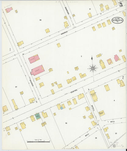 Sanborn Fire Insurance Map from Saint Marys, Elk County, Pennsylvania (1904), Sheet #0005 - Historic Sanborn Fire Insurance Map Print, vintage old map wall art, antique decor, genealogy gift, Pennsylvania Pennsylvania map