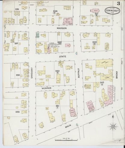 Sanborn Fire Insurance Map from Conneaut, Ashtabula County, Ohio (1889), Sheet #0003 - Historic Sanborn Fire Insurance Map Print, vintage old map wall art, antique decor, genealogy gift, Ohio Ohio map