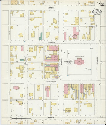 Sanborn Fire Insurance Map from Newton, Jasper County, Illinois (1902), Sheet #0002 - Complete Map Set gallery image, historic Sanborn map, vintage wall art, Illinois Illinois