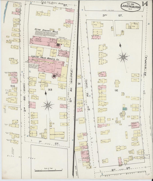 Sanborn Fire Insurance Map from Lansingburg, Rensselaer County, New York (1886), Sheet #0014 - Historic Sanborn Fire Insurance Map Print, vintage old map wall art, antique decor, genealogy gift, New York New York map